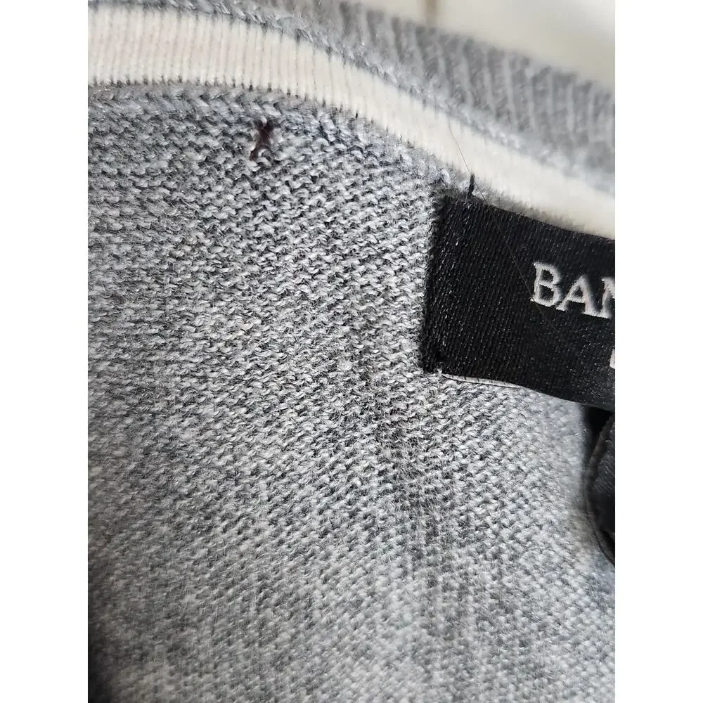 BANANA REPUBLIC Luxury Blend Silk Cashmere Striped Gray Crewneck Sweater M